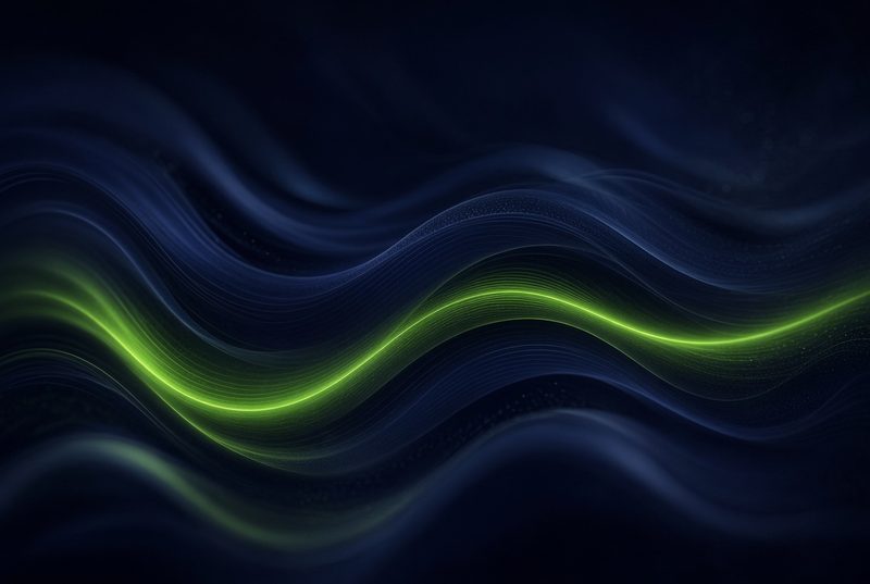 Abstract trance music sound wave visual in navy and lime green